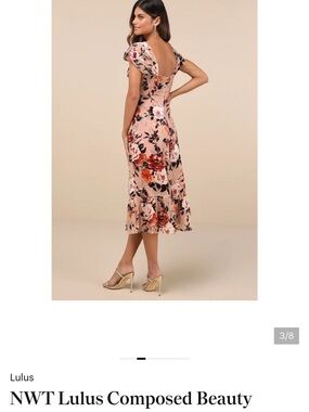 Lulu's Blush Floral Square-Back Midi Dress